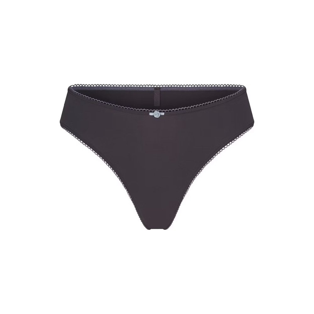 SKIMS Fits Everybody Picot Thong - Ash Contrast - Size L - NWT